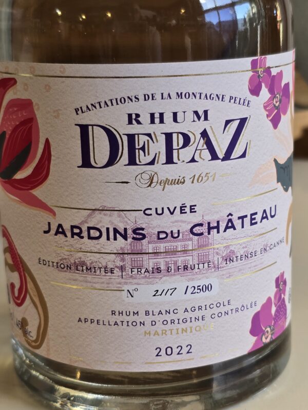 RHUM BLANC DEPAZ 70 CL 45° CUVEE JARDINS DU CHATEAU MILLESIME 2022 – Image 2